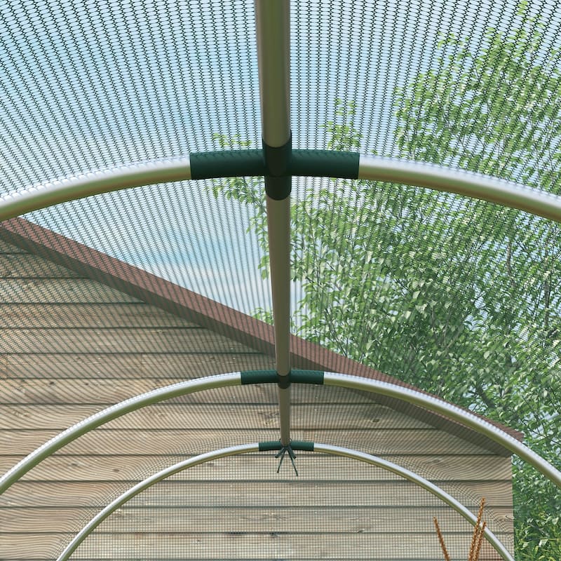 Outsunny 4' x 12' Crop Cage, Plant Protection Tent with Zippered Door and Galvanized Steel Frame, Fruit Cage Netting Cover