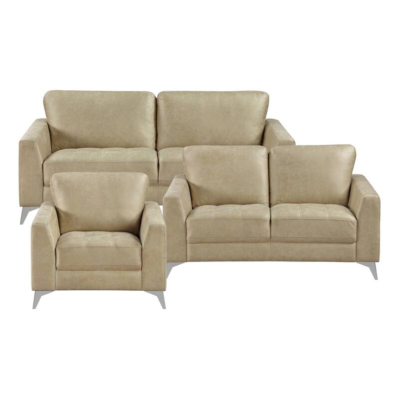 Cressey 3-Piece Microfiber Living Room Sofa Set - Sand