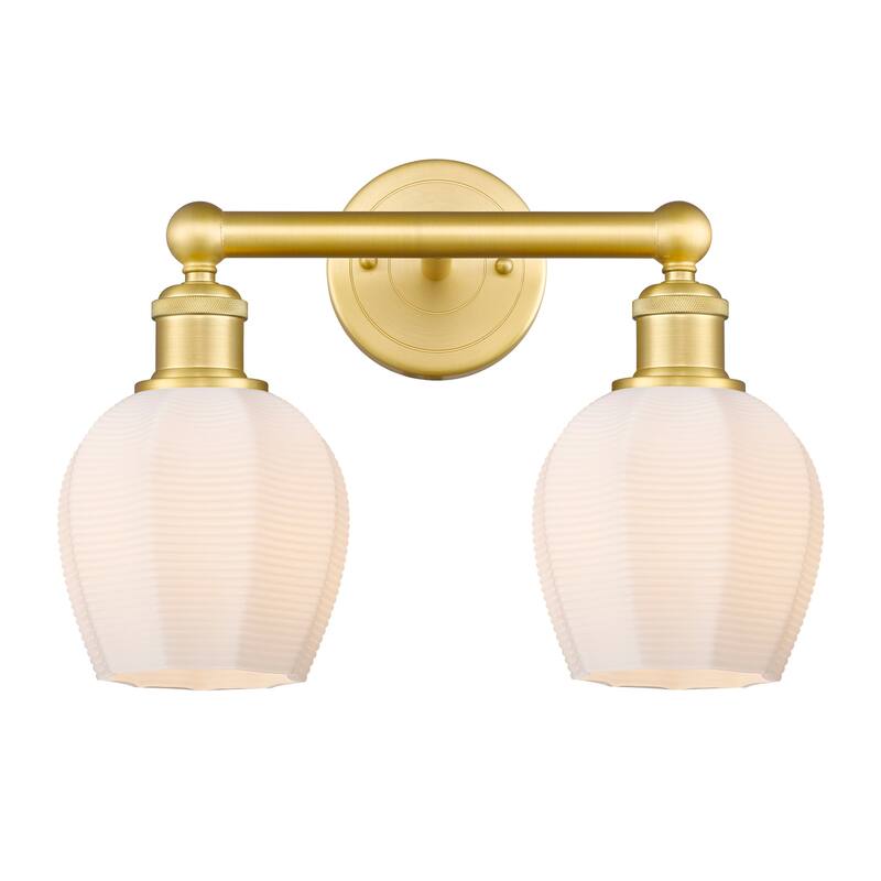 Innovations Lighting 616-2W-11-15 Norfolk Vanity Norfolk 2 Light 15" - Satin Gold / Matte White