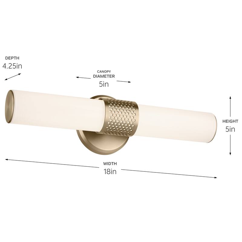 Kichler Lighting Sashi 18" Bath Bar Small LED with White Glass in Champagne Bronze