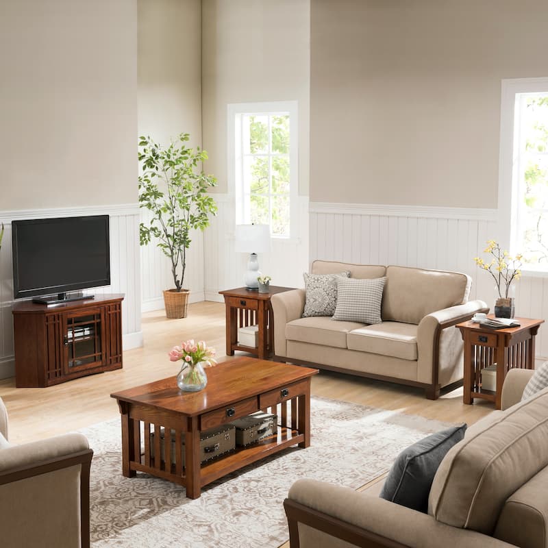 Mission Oak 46-inch Corner TV Stand & Media Console