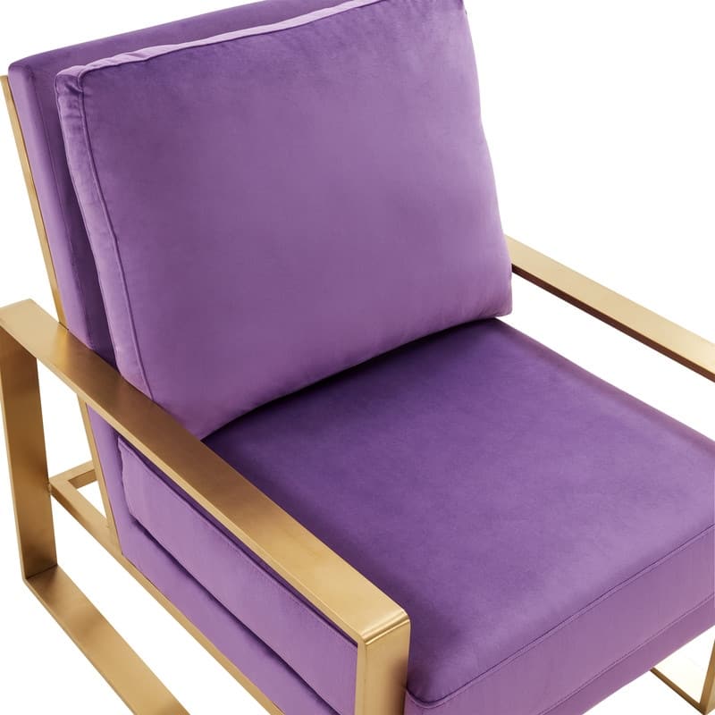 Jefferson Modern Velvet Accent Chair with Brushed Gold Frame, Removable Cushions, and Floor Protectors for Living Room or Office