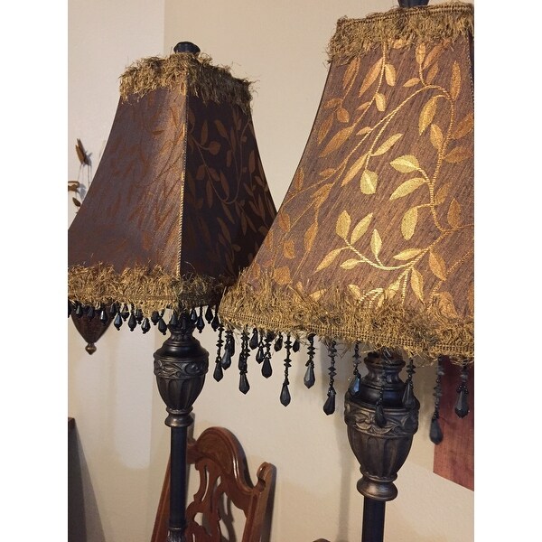 Old World Tuscan Bella Iron Buffet Table Lamp Distressed Finish French Country 