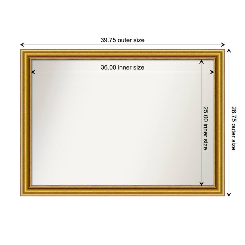 Townhouse Gold Framed Non-Beveled Custom Wall Mirror, Bathroom Vanity Mirror - Outer Size: 39.75 x 28.75
