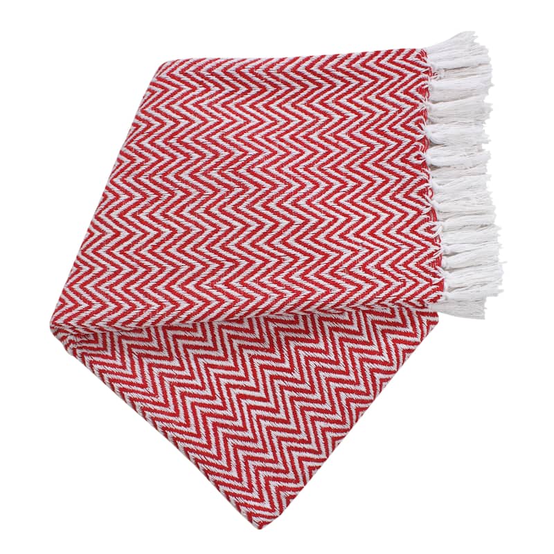 Handwoven Chevron Cotton Throw Blanket - All-Season Comfort with Boho-Chic Style!