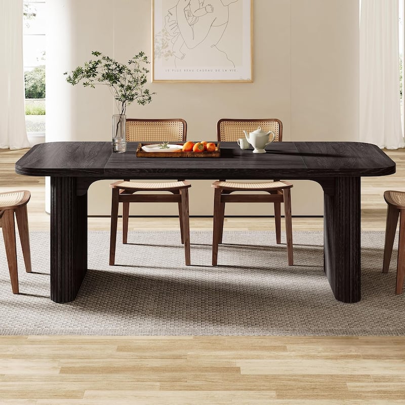 62-Inch Wood Dining Table for 4-6 People Modern Rectangular Kitchen Table for Dining Room Living Room