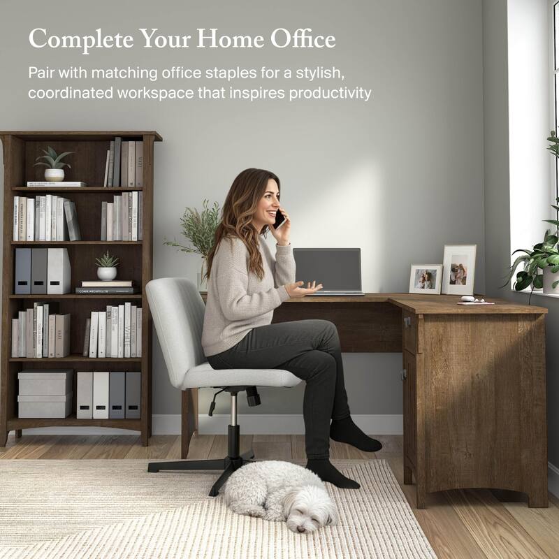 Bush Furniture Salinas 60W L Shaped Desk with Drawers and Storage