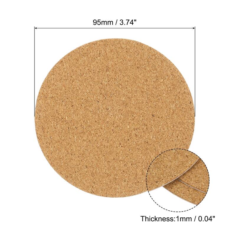 Round Coasters 1mm Thick Cork Cup Mat Self-Adhesive Pad