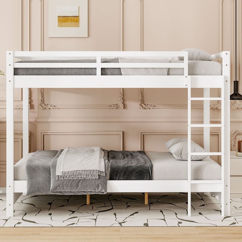 Wood Queen Size Bunk Bed with Ladder