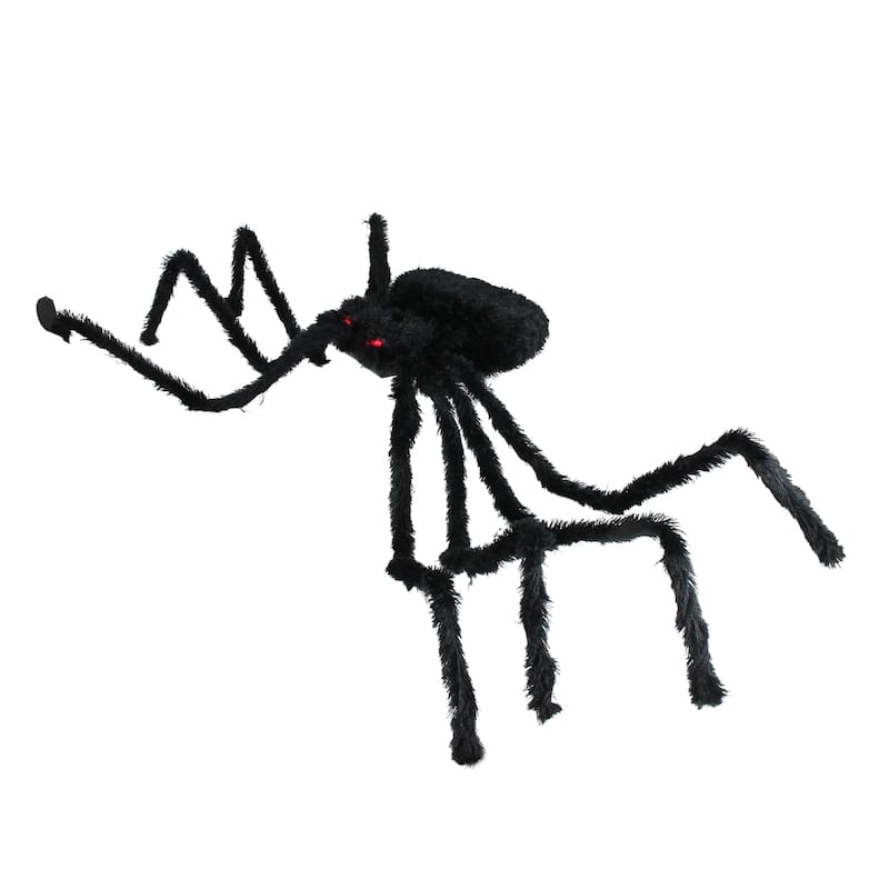 44" Pre-Lit Black Spider with Red Eyes Halloween Decoration