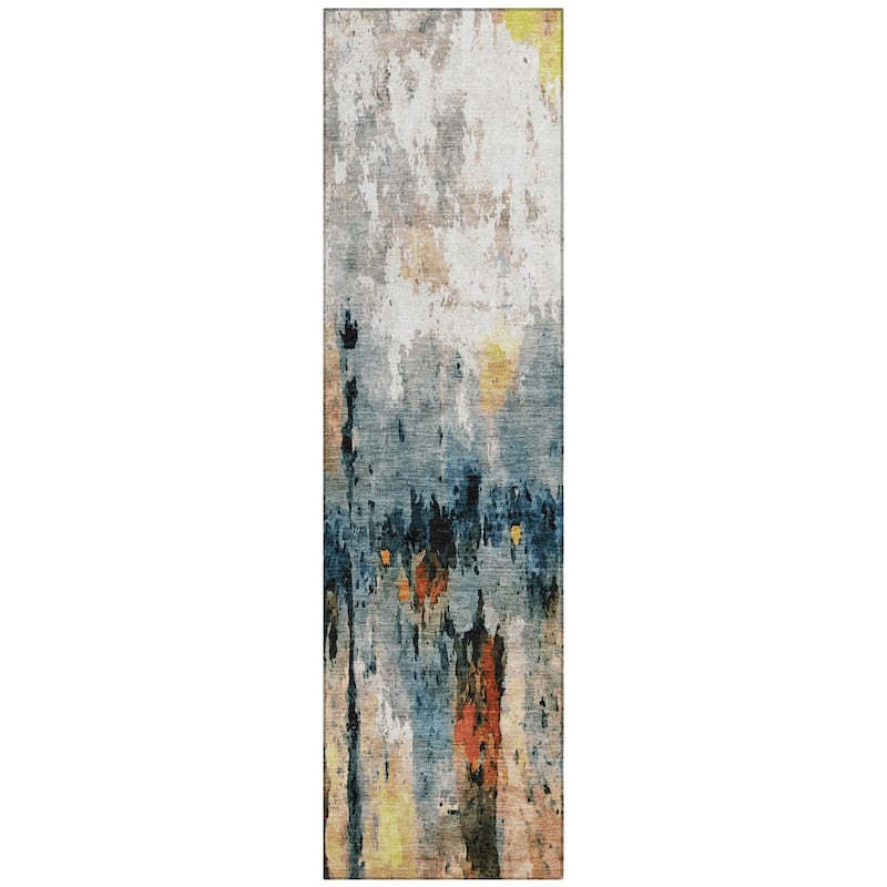 Machine Washable Indoor/ Outdoor Abstract Modern Chantille Rug