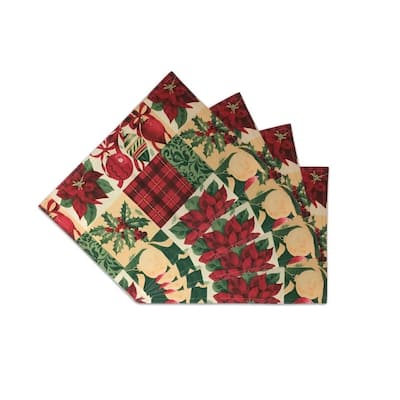 Holiday Christmas Decorative Fabric Placemat Set - Set of 4, 13"x18"