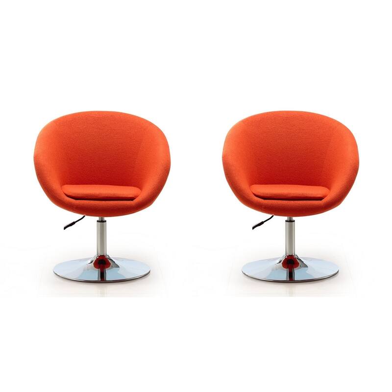 Manhattan Comfort Hopper Chrome Faux Leather Adjustable Height Chair (Set of 2) - Orange