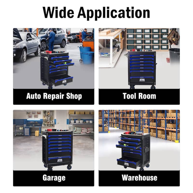 Industrial-Strength Rolling Tool Cart with 7 Drawers, 30" Steel Workbench Cabinet