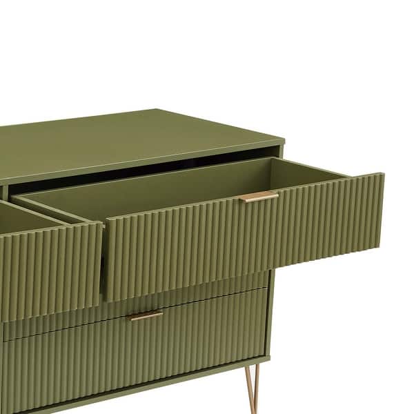 Manhattan Comfort DUMBO Modern 6-Drawer Double Low Dresser in Golden Brown Manhattan Comfort DUMBO Modern 6-Drawer Double Low Dresser in Golden Brown