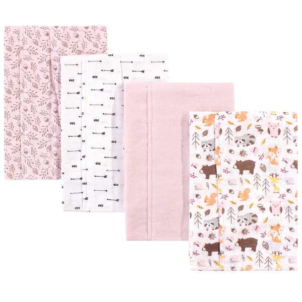 slide 1 of 1, Hudson Baby Infant Girl Cotton Flannel Burp Cloths 4pk, Girl Pinecone, One Size - Girl Pinecone - One Size One Size - Girl Pinecone