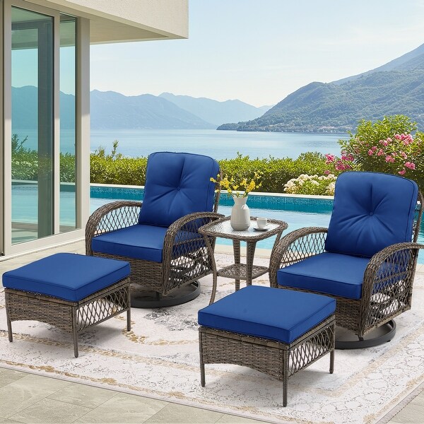 Outdoor 360° Swivel Rocking Patio Chairs Set with Thickened Outdoor 360° Swivel Rocking Patio Chairs Set with Thickened