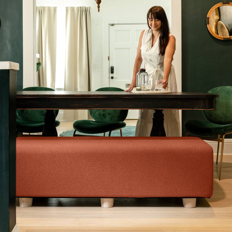 Jaxx Caya 4-in-1 Large Bed Bench, Giant Ottoman, Dining Bench, and Yoga and Massage Platform, King, Boucle
