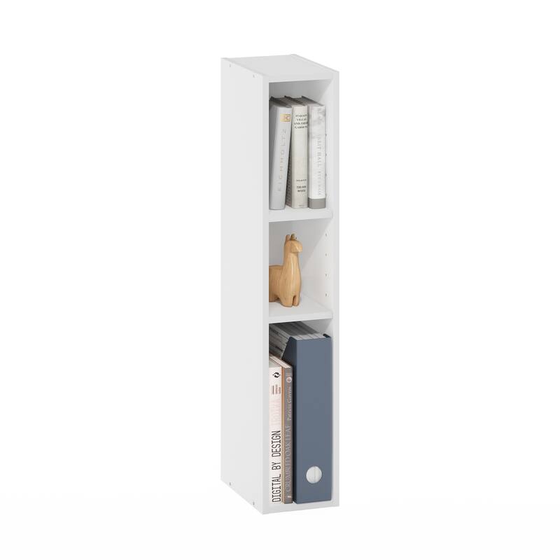 Furinno Fulda 3-Tier Space Saving Storage Shelf Bookcase, 6-Inch Width