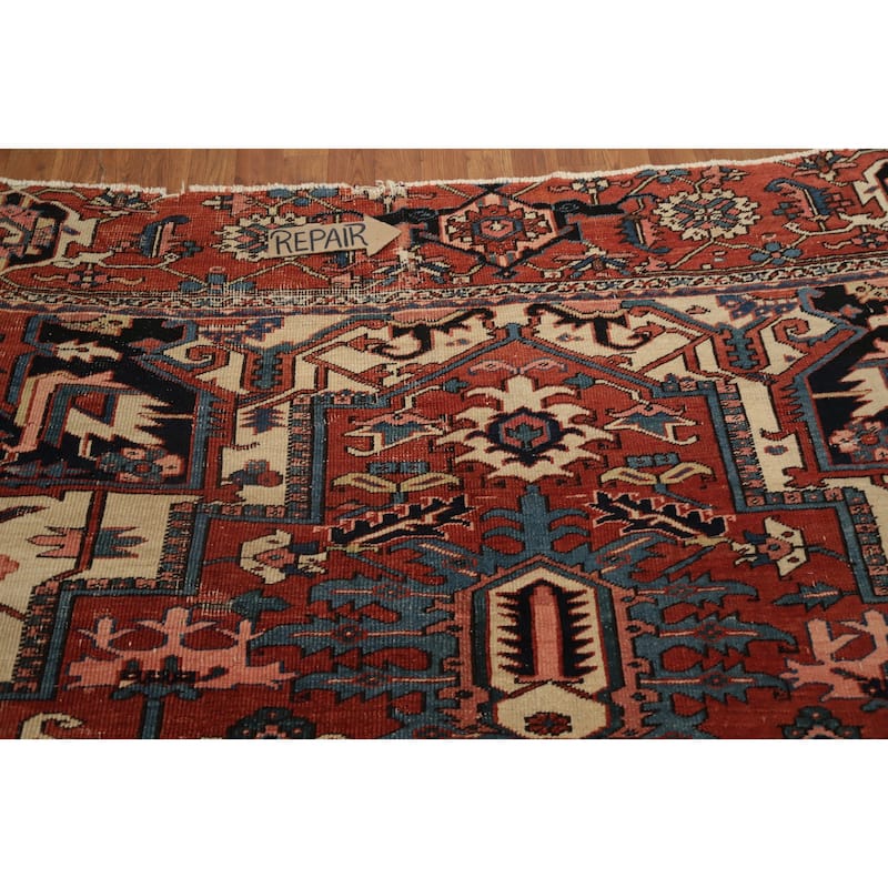 Hand Knotted Oriental 100% Wool Carpet Traditional Medallion Oranges & Rust Heriz (serapi) Area Rug - 14' 3'' X 10' 2''