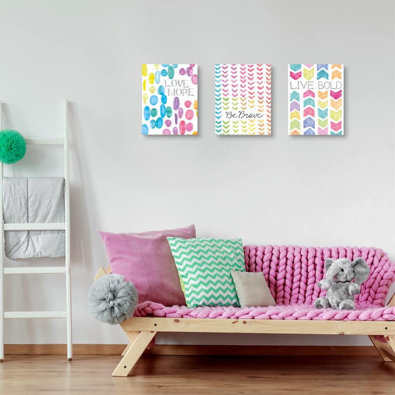 Vibrant Be Brave, Live Bold, Love More Canvas Art Prints