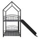 preview thumbnail 18 of 16, Twin Over Twin Metal Bunk Bed With Slide,Kids House Bed Black