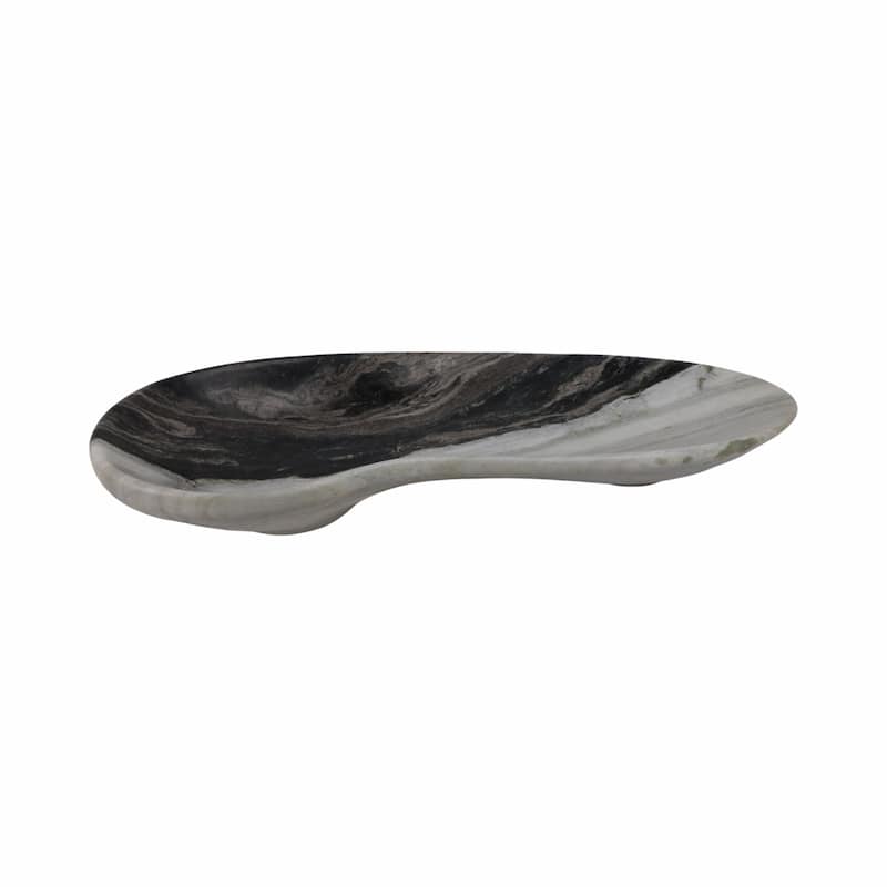 Modern Curved Marble Handcrafted Accent Tray - Home Decor - 5" Gray - 29.75"