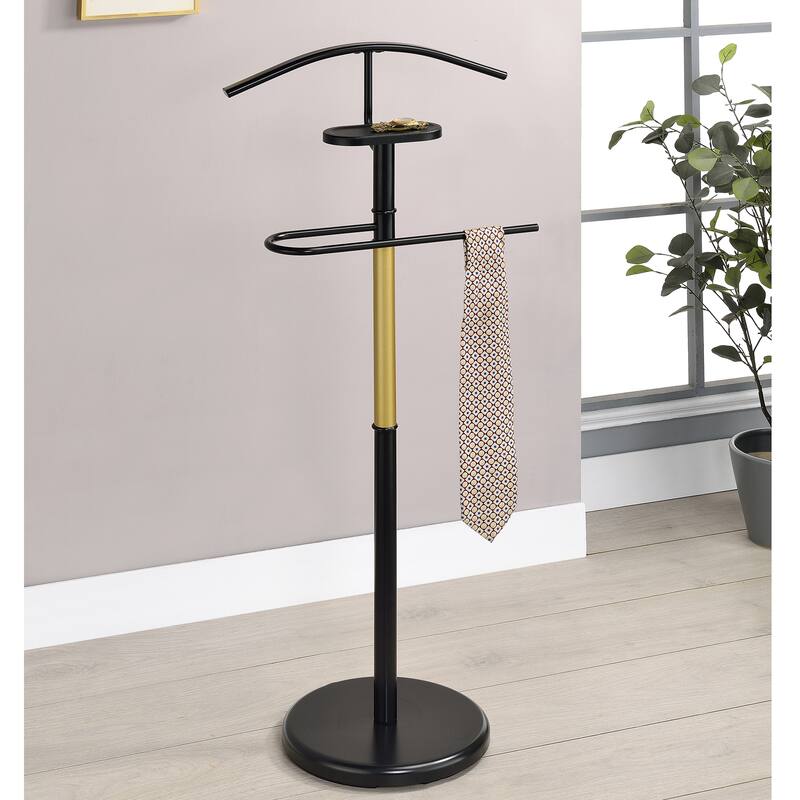 Valet Stand Contemporary Metal Organizer Stand with Tray for Essentials - Gold