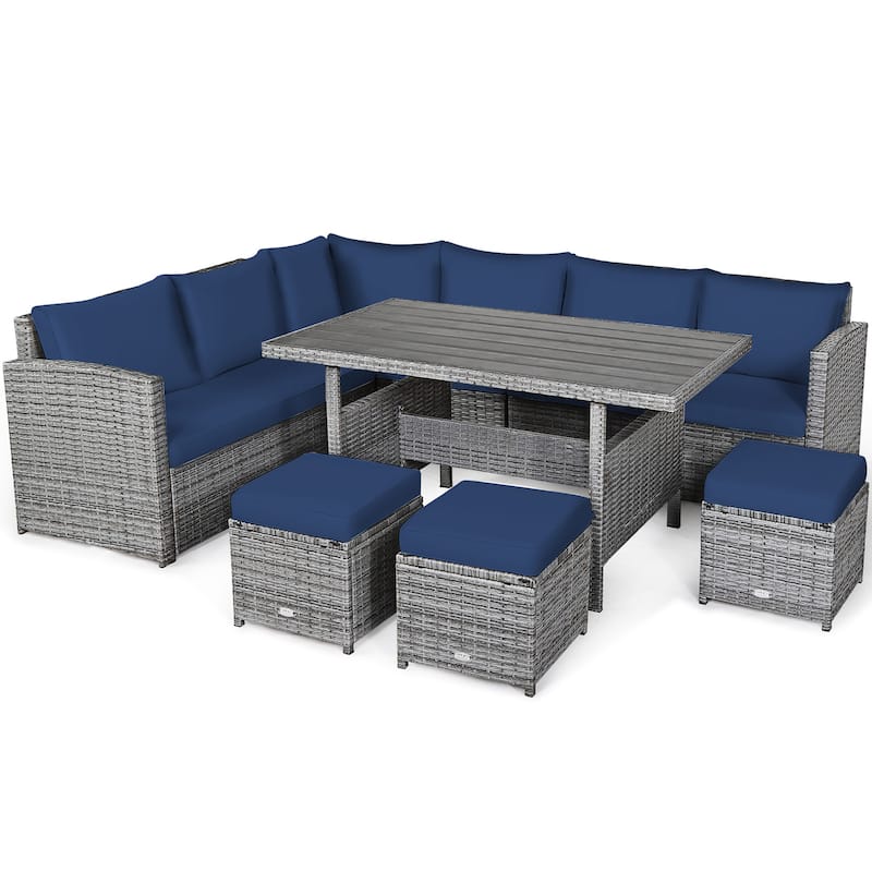 7-piece Outdoor Rattan Patio Furniture Set - Navy