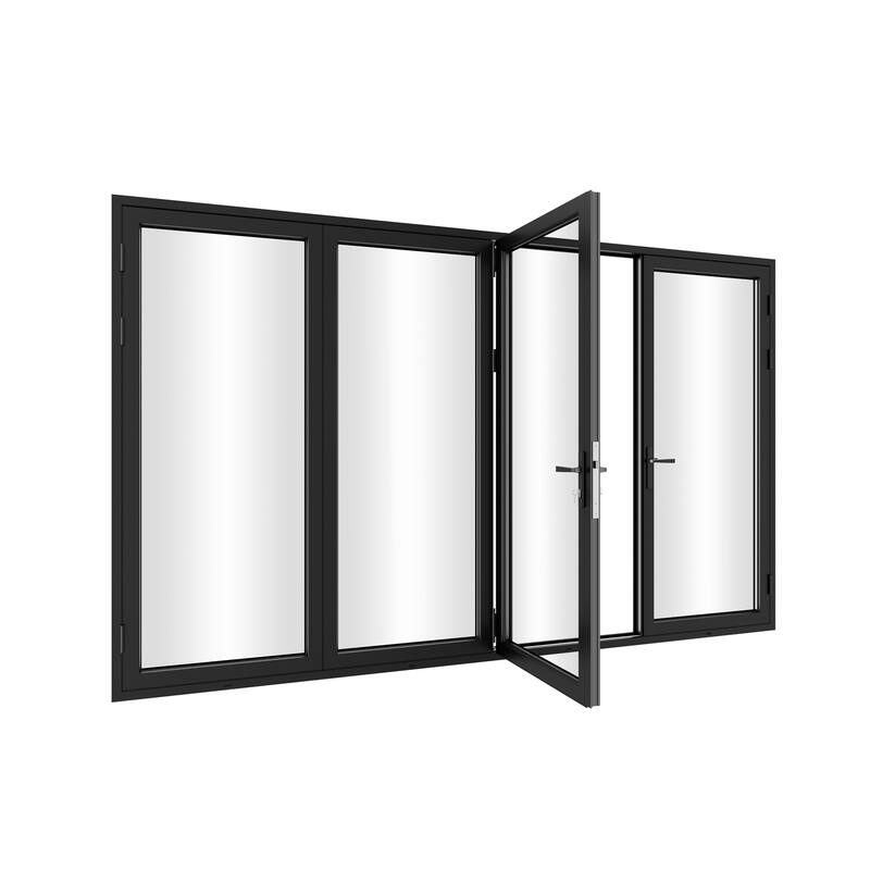 KaMic 120" x 80" 4-Panel Aluminum Patio Folding Door Right to Left-Outswing