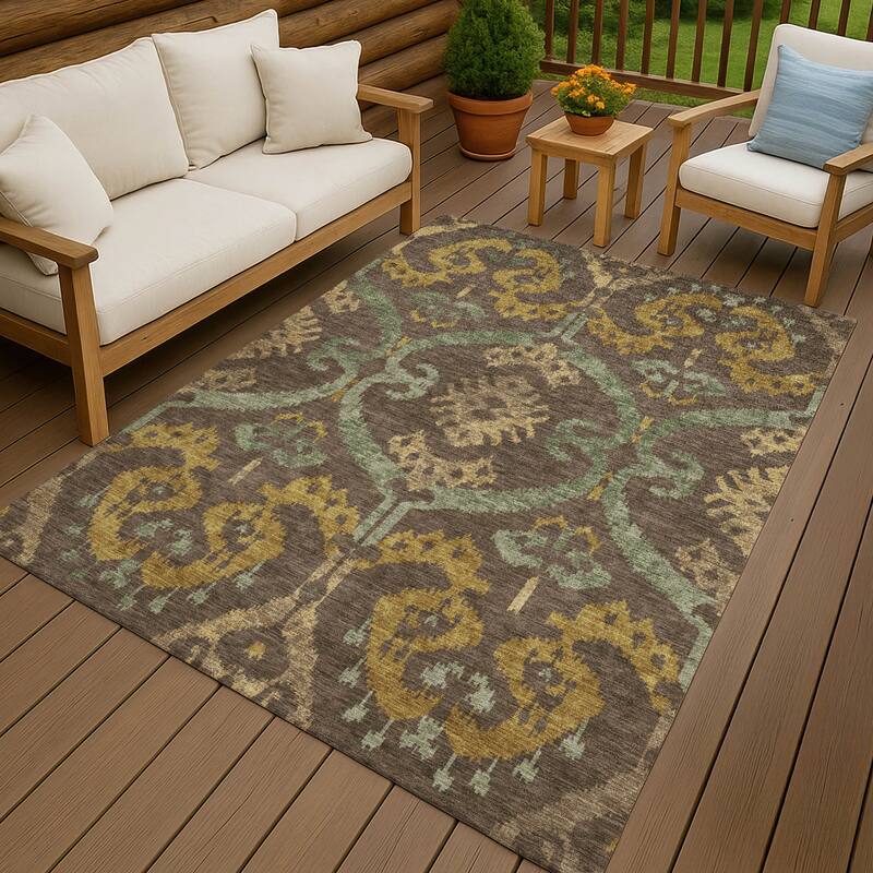 Machine Washable Indoor/ Outdoor Global Empire Chantille Rug - Chocolate - 2'6" x 3'10"
