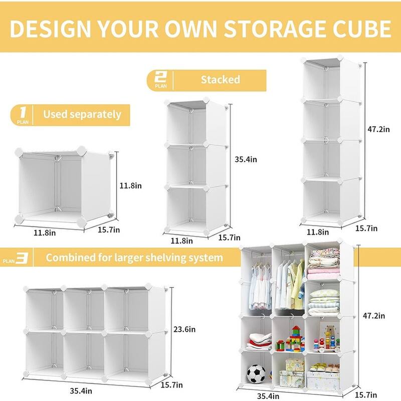 Kids Closet Organizers - 15"D x 35"W x 47"H