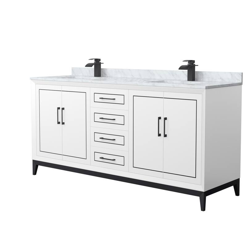 Wyndham Collection WCH515172D-NAT-UNSMXX Marlena 72" Free Standing - White / Matte Black Hardware