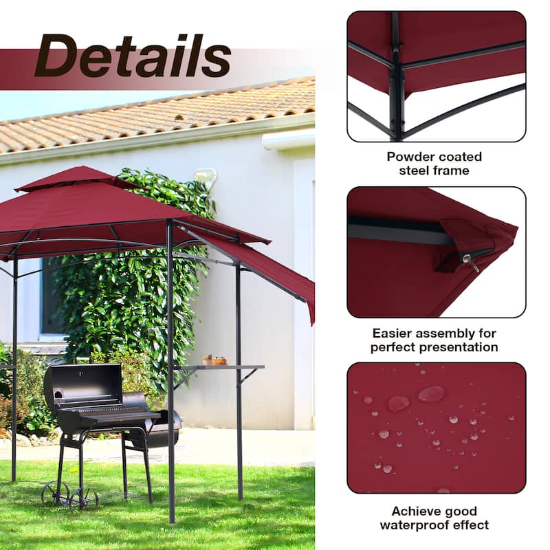 8' x 5' Outdoor Grill Gazebo 2-Tier Canopy