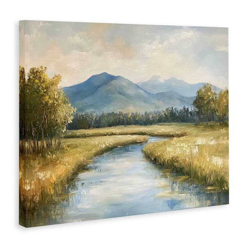 Stupell River Bend with Tall Grass Canvas Wall Art Design By Petal Prints Design