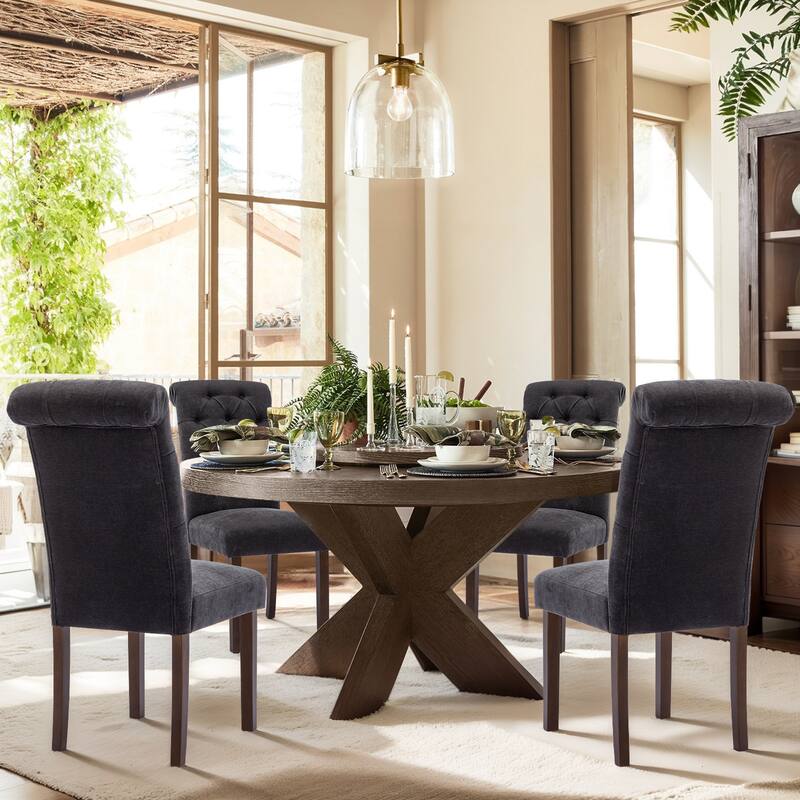 Tufted Parsons Dining Chairs - Velvet-Like Upholstery & Padded Seats for Kitchen & Dining Room
