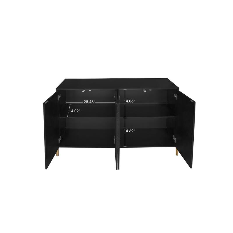 Carved 4 Door Sideboard, Sideboard Buffet Cabinet With Storage, Storage Cabinet with Adjustable Shelf for Living room