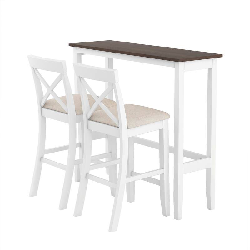 Roomfitters Farmhouse 48" Bar Height Dining Set with 2 Chairs, Perfect for Small Spaces