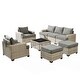 preview thumbnail 32 of 62, XIZZI 8-Piece Patio Wicker Furniture Conversation Set with Coffee Table