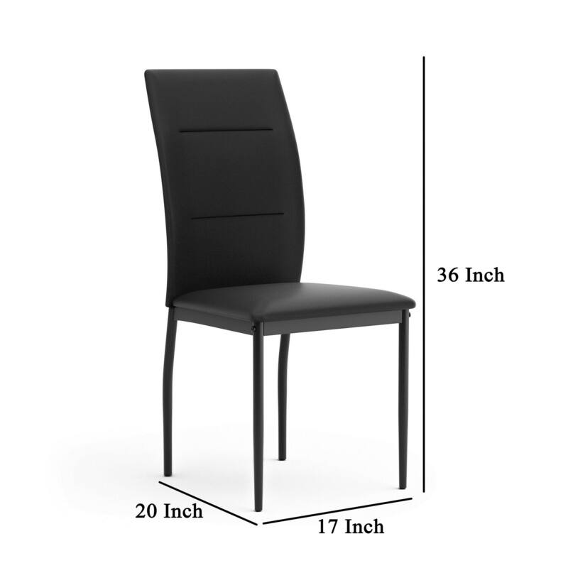 Black/Black Faux Leather Upholstered Metal Frame Dining Chair, Set of 2, Sturdy Dining Chair for Dining Rooms - 15.5