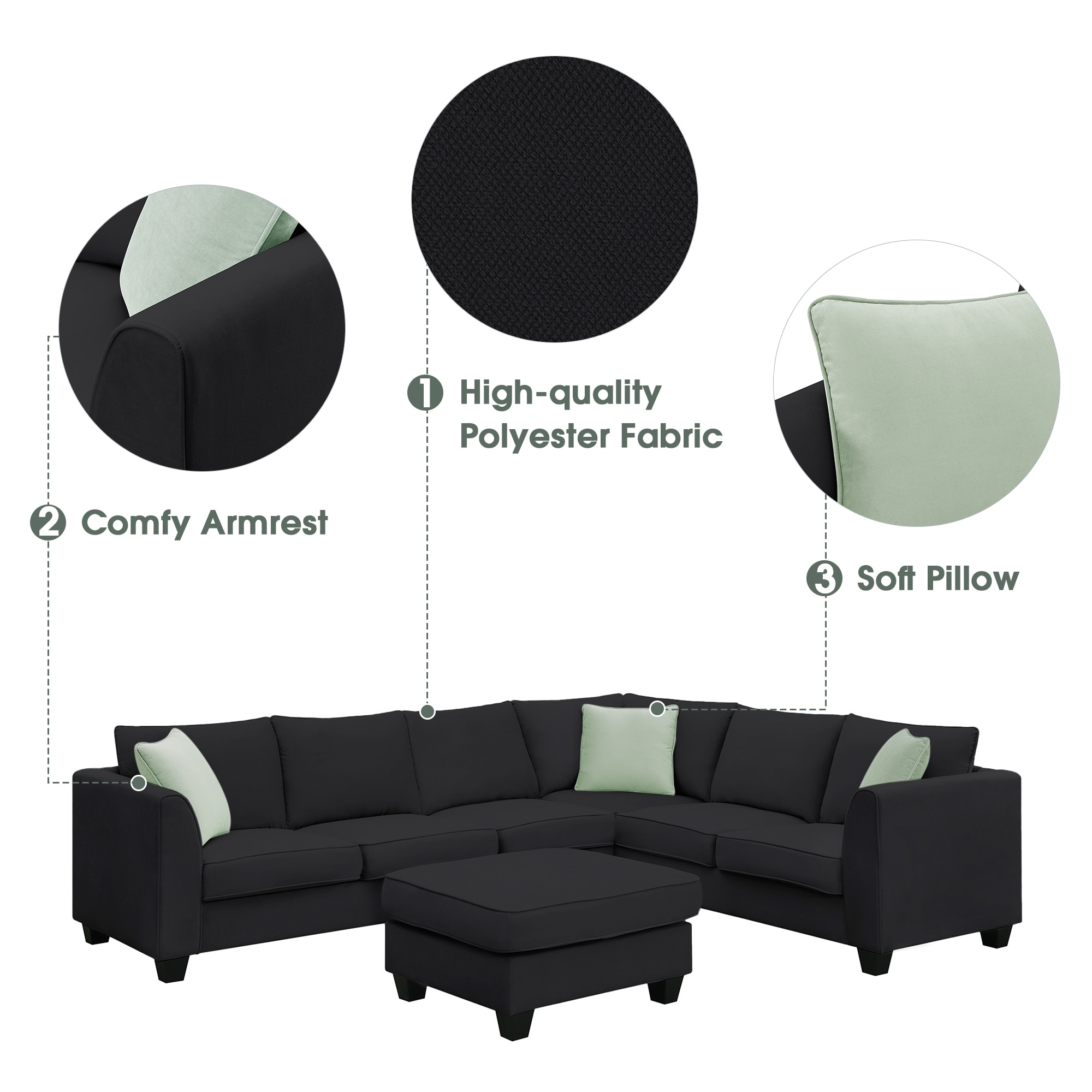 Asherman 6 piece deals sofa set with cushions
