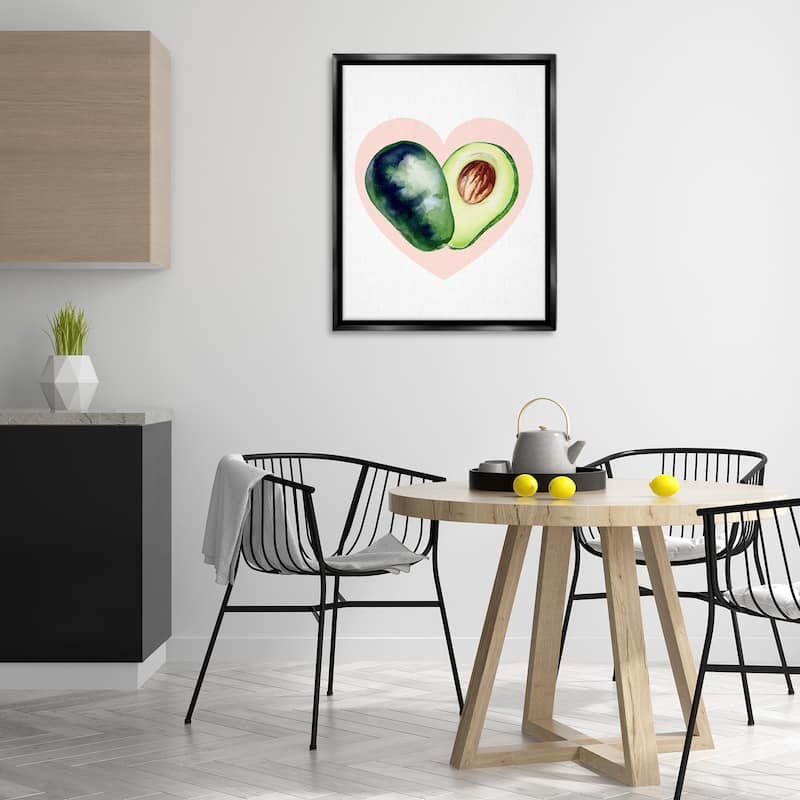Stupell Heart Shaped Avocado Framed Floater Canvas Wall Art Design By Lil' Rue