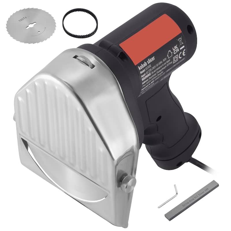 Electric Shawarma Knife Doner Kebab Meat Slicer with 2 Blades - Wired 100 mm without battery