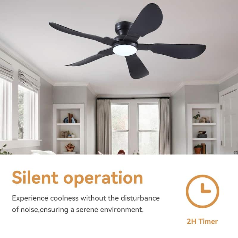 32/36/46/52 inches Low Profile Ceiling Fan with Light and Remote for Living Room Bedroom Kid's Room Patio