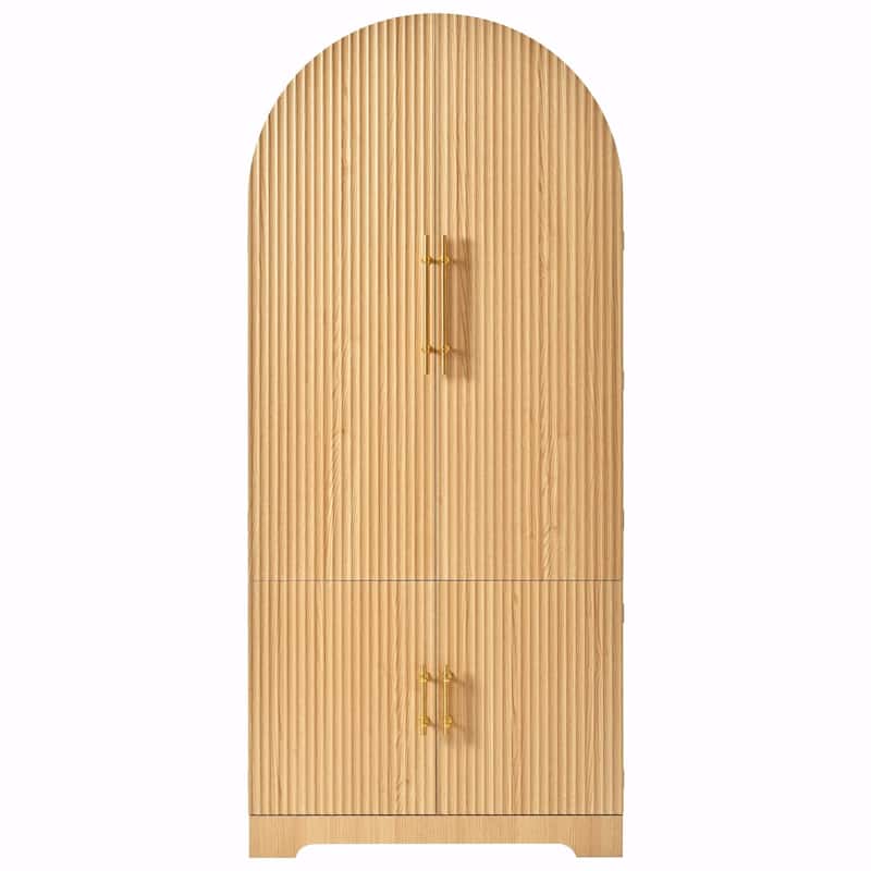 72" Tall Arched Kitchen Pantry Cabinet - Natural