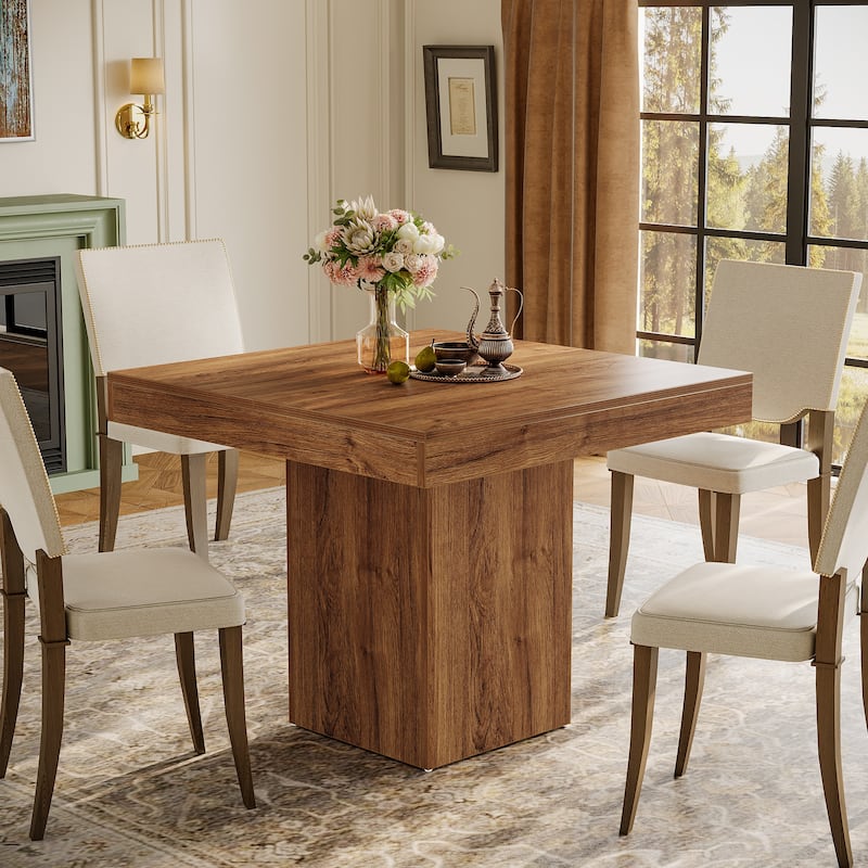 39" Farmhouse Small Square Kitchen Dining Table for 4 - 39" W x 39" D x 31.5" H