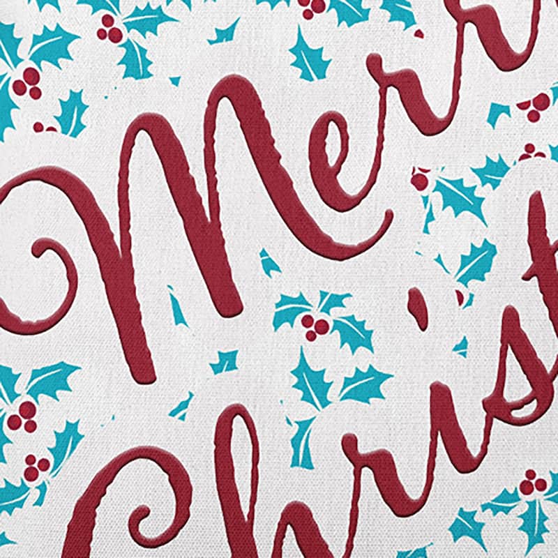 Merry Christmas with Holly Accent Pillow