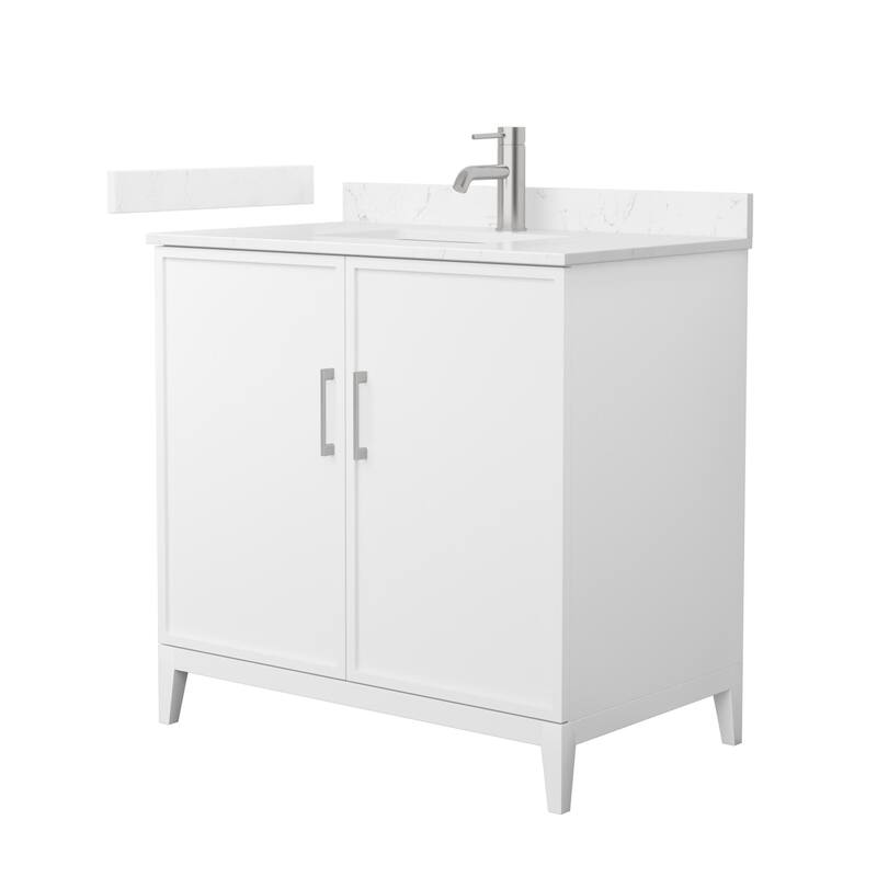 Wyndham Collection WCH717136S-VCA-UNSMXX Elan 36" Free Standing Single - White / Carrara Cultured Marble Top / Brushed - Painted