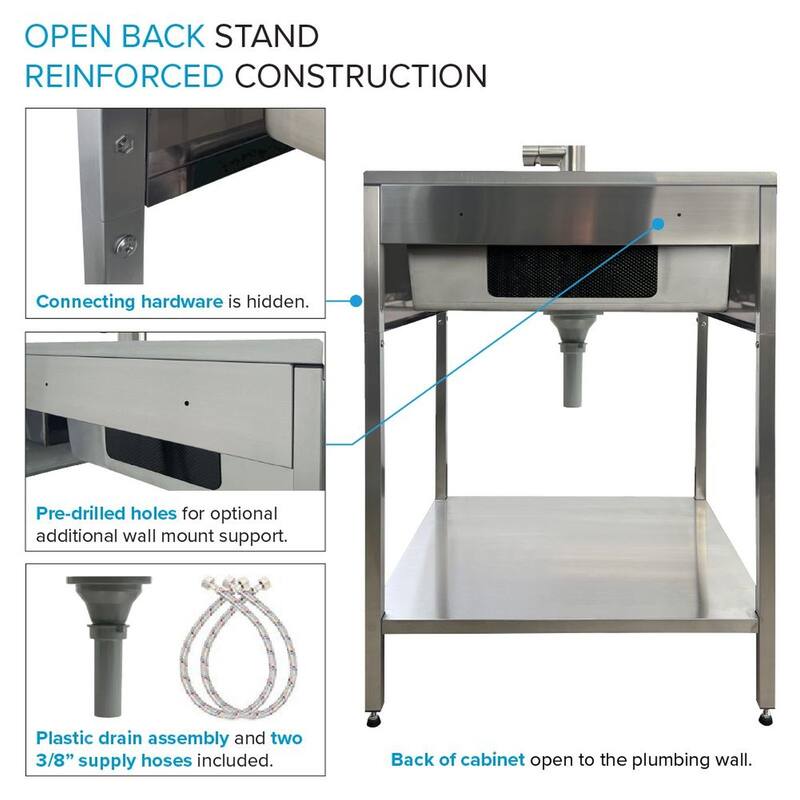 Transolid 28-in W x 22-in D x 35-in H Stainless Steel Laundry Sink and Wash Stand - 28-in x 22-in