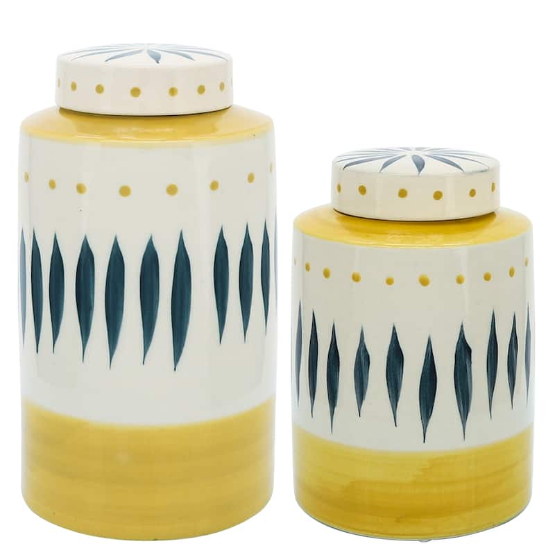 Sagebrook Home Ceramic Jar With Lid - Elevate Your Space With Exquisite, Handcrafted Home Decor Storage Essentials